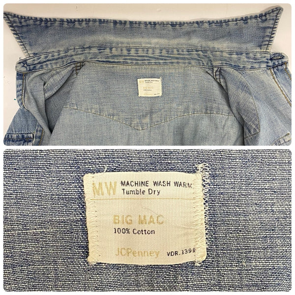 【曜日割引対象外】 ビッグマック BIG MAC 70's JCPenney デニムウエスタンシャツ 長袖シャツ ブルー 201MT-4641 VB