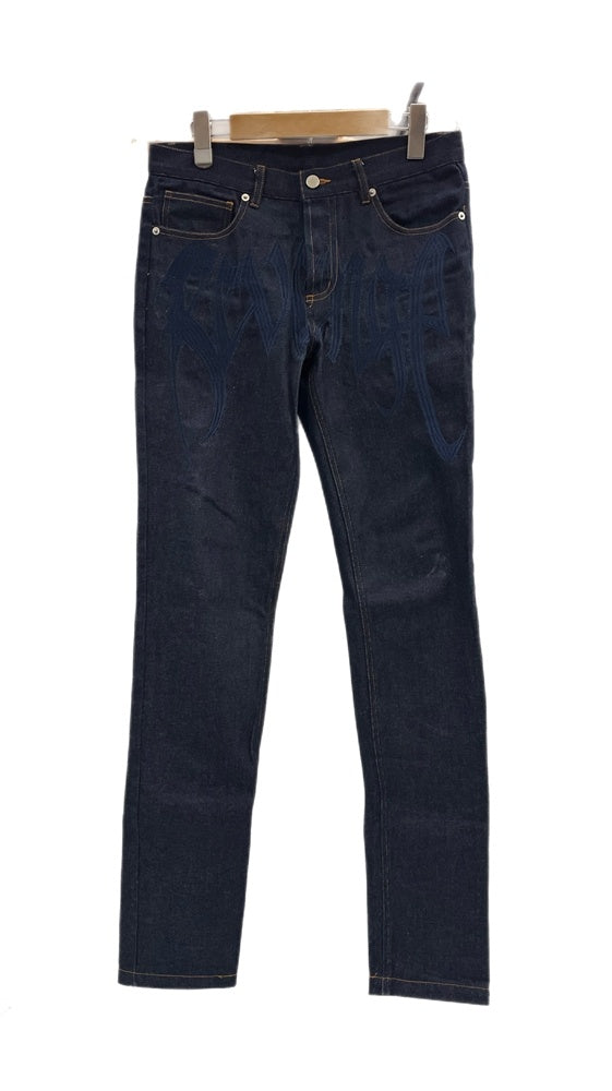 リベンジ REVENGE デニムパンツ インディゴ 刺繍ロゴ y2k 青 デニム ブルー Sサイズ 101MB-758