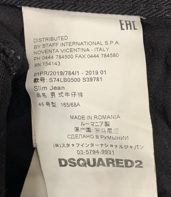 ディースクエアード DSQUARED2 Jeans Slim Jean S74LB0500 S39781 デニム ブラック 64サイズ 201MB-702