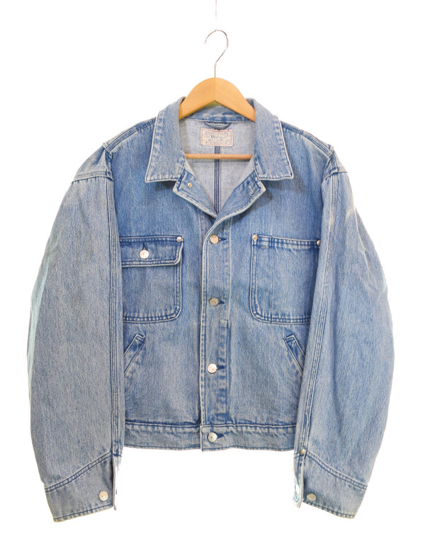 ラルフローレン RalphLauren 80s 90s 白タグ デニムトラッカージャケット 4つポケット 80's 90's ジャケット ブルー Lサイズ 103MT-3559