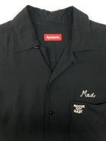 ヒステリックグラマー HYSTERIC GLAMOUR BOWLING SHIRT ボーリング シャツ チェーンステッチ アロハ オープンカラー 開襟 刺繍 半袖 黒 2AH-0240 半袖シャツ ロゴ ブラック Fサイズ 104MT-2333