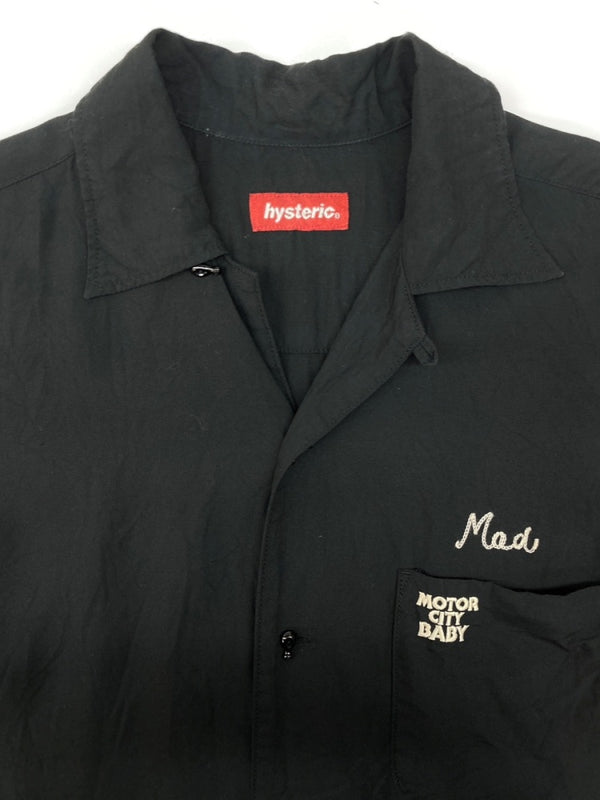 ヒステリックグラマー HYSTERIC GLAMOUR BOWLING SHIRT ボーリング シャツ チェーンステッチ アロハ オープンカラー 開襟 刺繍 半袖 黒 2AH-0240 半袖シャツ ロゴ ブラック Fサイズ 104MT-2333