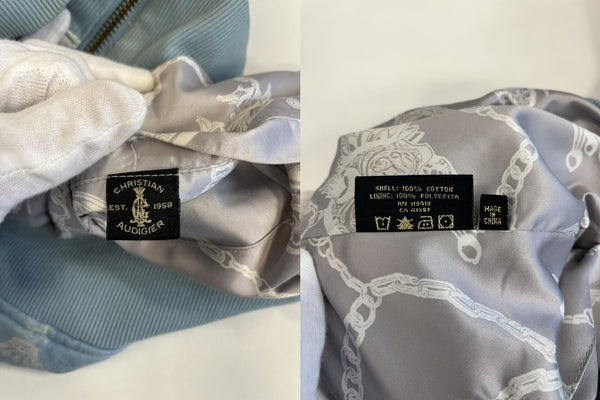 クリスチャンオードジェー Christian Audigier リバーシブル プリント ジップ フーディ Reversible Zip Hoodie 青×シルバー - パーカ ブルー 101MT-5240