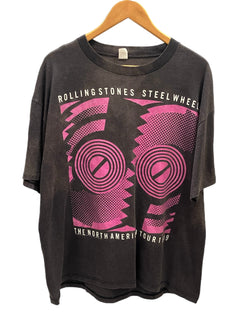 バンドTシャツ BAND-T 80s 80's The Rolling Stones Steel Wheels The North American TOUR 1989 Tee ローリングストーンズ XL Tシャツ プリント ブラック LLサイズ 101MT-2483