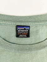 パタゴニア PATAGONIA 90s Vintage ヴィンテージ USA製 Mountainロゴ Tee マウンテンロゴ プリント 長袖カットソー XL Tシャツ グリーン LLサイズ 101MT-4715
