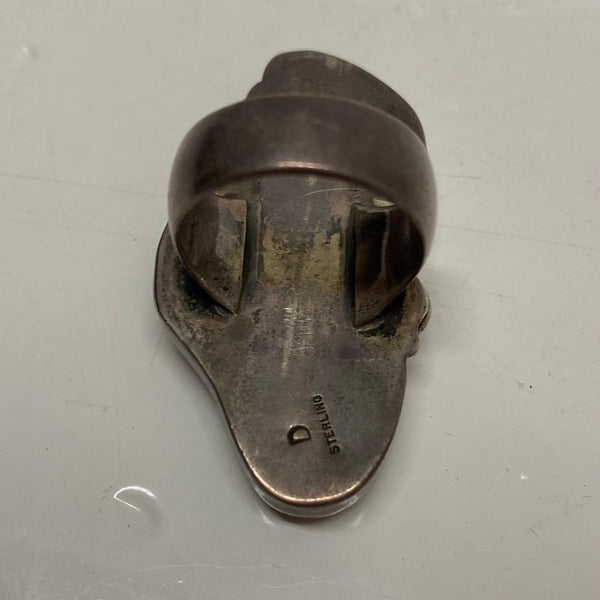 【中古】ナバホ NAVAJO D刻印 Sterling刻印 SILVER カラーストーン 17号 メンズジュエリー・アクセサリー インディアンジュエリー 指輪・リング シルバー 201goods-813