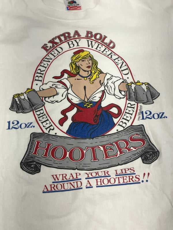 ヴィンテージ vintage 90's 90年代 FRUIT OF THE LOOM HOOTERS フーターズ ピンナップガール アートT 企業モノ シングルステッチ MADE IN USA アメリカ製 XL Tシャツ ホワイト LLサイズ 101MT-4916