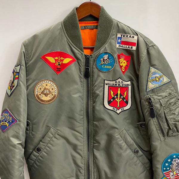 【曜日割引対象外】 アヴィレックス AVIREX MA-1 TOPGUN CUSTOM フライト 6162193 ジャケット カーキ Lサイズ 201MT-4516 VB