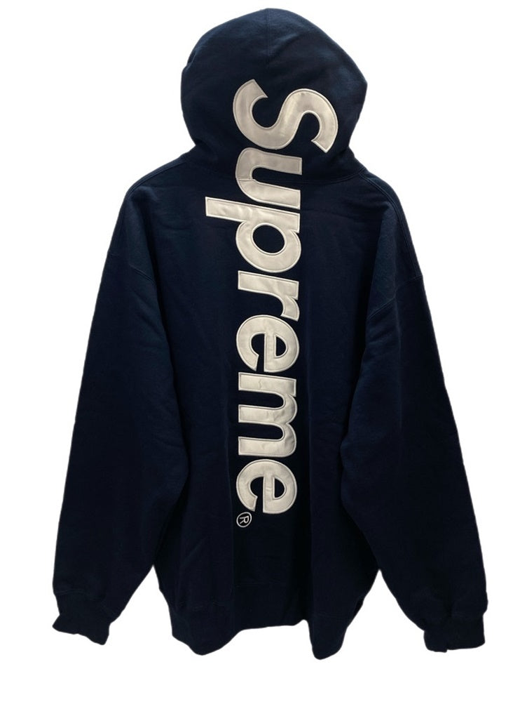 シュプリーム SUPREME Satin Applique Hooded Sweatshirt サテン アップリケ フーディ ロゴワッペン パーカー  紺 バックロゴ XXl パーカ ネイビー 3Lサイズ 101MT-3219 | 古着通販のドンドンサガール