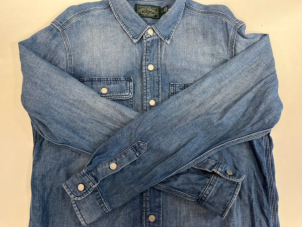 ラルフローレン RalphLauren POLO COUNTRY ポロ デニムシャツ  長袖シャツ ブルー Mサイズ 101MT-5179
