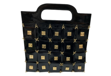 パコラバンヌ paco rabanne ハンドバッグ HANDBAG 正方形 SQUARE パネル デザイン ゴールドロゴ 希少 レア RARE BLACK 黒 バッグ レディースバッグ ハンドバッグ ロゴ ブラック 104B-46