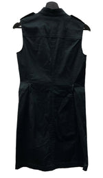 マイケル・コース MICHAEL KORS オンワード樫山 ノースリーブ ノーカラー Military ミリタリー タイト フロントボタン コットン BLACK 黒 ワンピース 無地 ブラック SIZE4 104LT-233