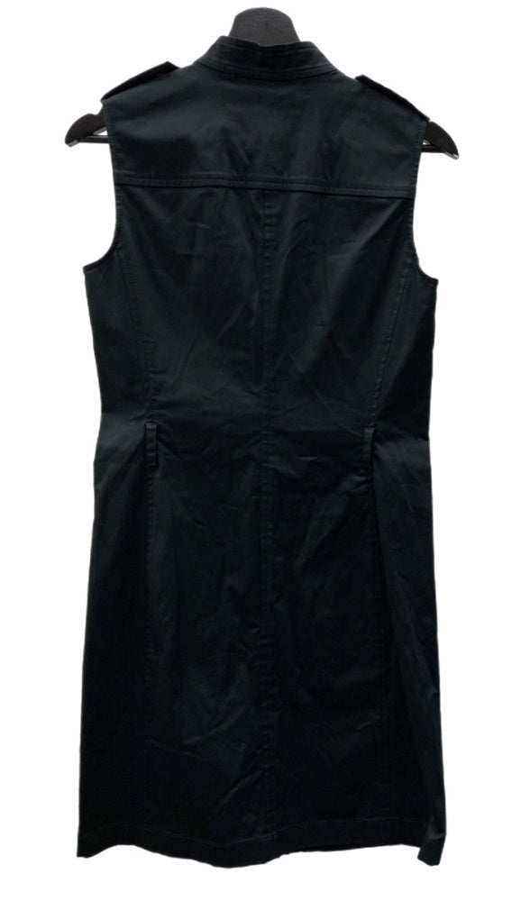 マイケル・コース MICHAEL KORS オンワード樫山 ノースリーブ ノーカラー Military ミリタリー タイト フロントボタン コットン BLACK 黒 ワンピース 無地 ブラック SIZE4 104LT-233