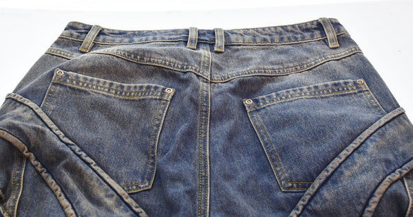 パーソンソール PERSON SOUL 23AW ウォッシンググラデーションデニム ジーンズ ギミック Y2K テック系 デニム ブルー LLサイズ 103MB-448