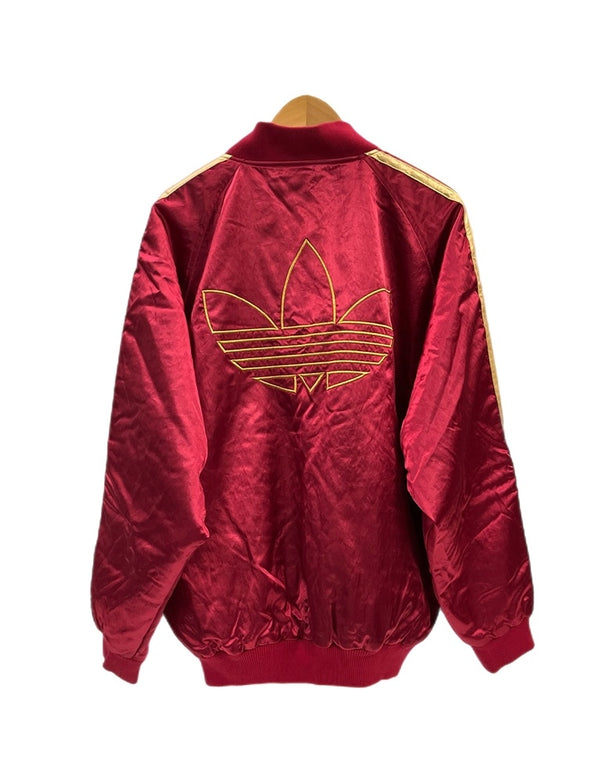 アディダス adidas 90s 00s トレフォイルロゴ 中綿ジャケット ブルゾン ヴィンテージ 赤 AA-8160 L-O ジャケット ワインレッド 101MT-5304