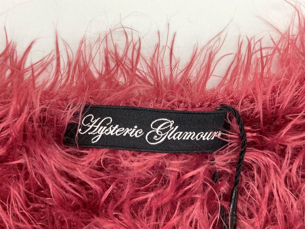 ヒステリックグラマー HYSTERIC GLAMOUR シャギーニット タイト ワンピース ボートネック ワンショルダー オフショルダー 平成 Y2K グランジ 缶バッジ付 PINK ホットピンク ショッキングピンク 0104NS02 セーター 無地 ピンク フリーサイズ 104LT-210