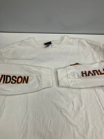 ハーレーダビッドソン Harley-Davidson バーアンドシールドロゴ No.1 RWBロゴ LIVE FREE RIDE FREE 袖プリント 両面プリント XL ロンT ホワイト LLサイズ 101MT-4539
