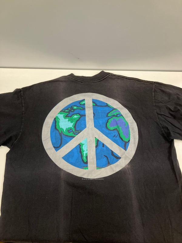 ヴィンテージ vintage 90’s 90年代 GIANT MTV MUSIC TELEVISION WORLD PEACE 地球 ピースマーク Tシャツ ブラック 101MT-5054