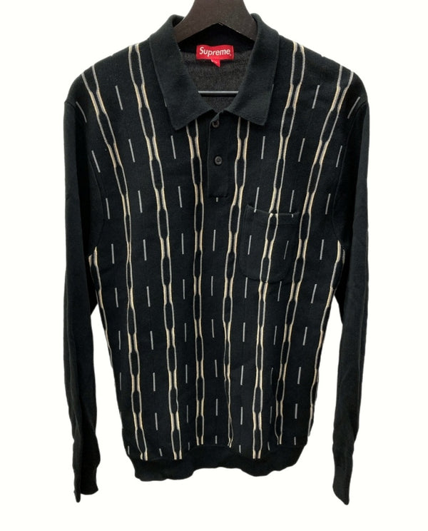 シュプリーム SUPREME Vertical Stripe Knit L/S Polo ニット ロングスリーブ ポロ BLACK 黒 セーター ストライプ ブラック Mサイズ 104MT-748