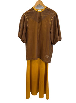 クラネ CLANE STRIPE LACE LAYERED ONE PIECE ストライプレースレイヤードワンピース レーストップス キャミソールワンピース 12112-5442 ワンピース ブラウン サイズ0 101LT-186