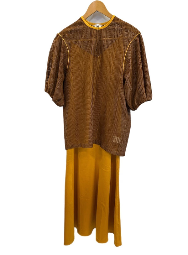 クラネ CLANE STRIPE LACE LAYERED ONE PIECE ストライプレースレイヤードワンピース レーストップス キャミソールワンピース 12112-5442 ワンピース ブラウン サイズ0 101LT-186