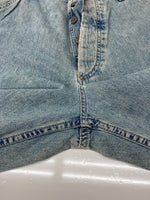 ダブルアールエル RRL 90s DENIM PANTS デニム パンツ ボタンフライ ジーパン ジーンズ USA製 三ツ星タグ Ralph Lauren インディゴ 青 ロゴ デニム ブルー 32×34 104MB-351