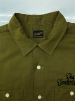 テンダーロイン TENDERLOIN 10SS T-BOWL SHT S/S ボーリングシャツ 開襟 バックロゴ チェーンステッチ 刺繍 OLIVE オリーブ KHAKI 緑 半袖シャツ ロゴ カーキ Sサイズ 104MT-658