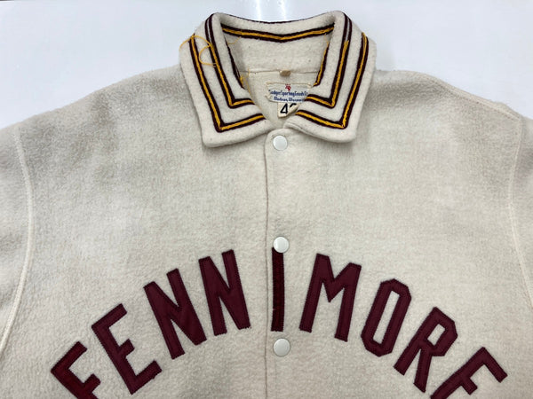 ヴィンテージ vintage 50s 50年代 Badger Sporting Goods ベースボールシャツ アーチロゴ フリース 白 サイズ 40 半袖シャツ ロゴ ホワイト 104MT-1907