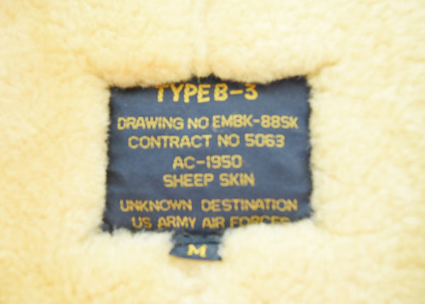 US US古着 Old US ARMY AIR FORCE B3 Flight Jacket フライトジャケット AC-1950  ジャケット ブラウン Mサイズ 103MT-3362