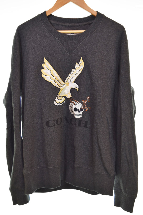 コーチ COACH SKULL スカル 刺繍 プリントスウェット スウェット グレー Mサイズ 103MT-3270