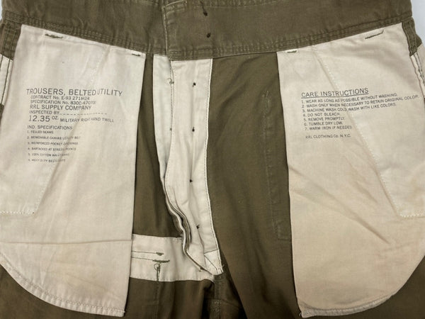 ダブルアールエル RRL WORK PANTS ワーク パンツ カーゴ ボタンフライ ズボン Ralph Lauren 緑 無地 ボトムスその他 カーキ サイズ 32/32 104MB-378