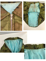 ヴィンテージ vintage 60’s 60s 60年代 ベトナムジャンパー ベトジャン Vietnam jacket スーベニアジャケット 迷彩 CAMO 水色裏地 完全無地 刺繍なし - ジャケット グリーン フリーサイズ 101MT-3609