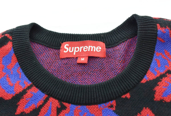 シュプリーム SUPREME 12AW ローズ柄 クルーネック ニット セーター 黒 セーター ブラック Mサイズ 103MT-1184