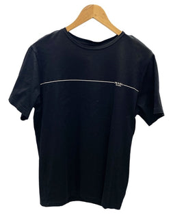 プラダ PRADA 半袖カットソー シンプル 黒 無地 ライン Tシャツ ロゴ ブラック Lサイズ 101MT-2379