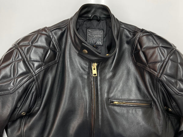 カドヤ KADOYA EVO パデッドライダース シングル ライダースジャケット レザージャケット サイドレース レースアップ 牛革 黒 　 ジャケット 無地 ブラック Lサイズ 104MT-2130