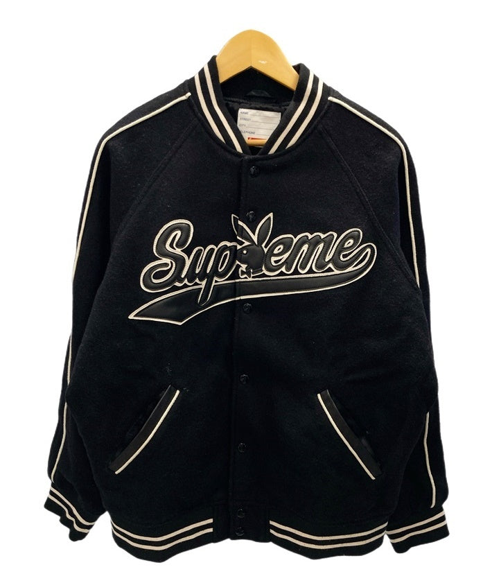 シュプリーム SUPREME Playboy Wool Varsity Jacket プレイボーイ バーシティジャケット スタジャン FW17 黒  ジャケット ロゴ ブラック Lサイズ 101MT-2460