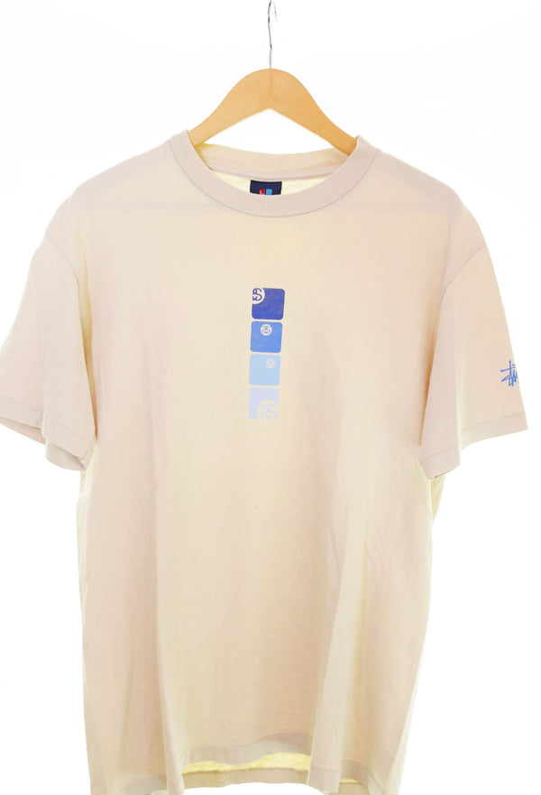 ステューシー STUSSY USA製 SSリンクロゴ プリント 半袖Tシャツ  Tシャツ ベージュ Mサイズ 103MT-2589