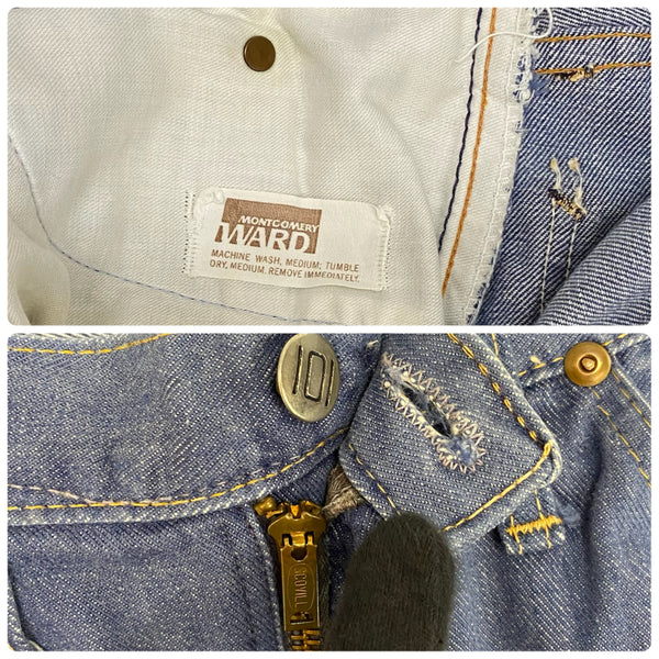 【曜日割引対象外】 モンゴメリーワード MONTGOMERY WARD 101 60's 70's バットダイ 5Pデニム デニム ブルー W32サイズ 201MB-998 VB