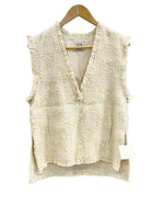 ローブブラン L'AUBE BLANC Fringe tweed vest フリンジ ツイードベスト オフホワイト系 23WI-10 ベスト ホワイト フリーサイズ FREEサイズ 101LT-189