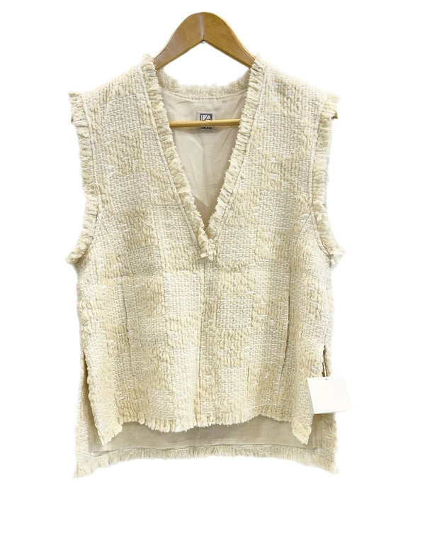 ローブブラン L'AUBE BLANC Fringe tweed vest フリンジ ツイードベスト オフホワイト系 23WI-10 ベスト ホワイト フリーサイズ FREEサイズ 101LT-189