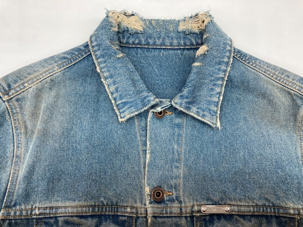 オフホワイト OFF-WHITE 18AW グラディエント アロー デニム Gジャン シルバープレート バックプリント ダメージ加工 ヴィンテージ加工 イタリア製 BLUE 青 OMYE005F18166005 ジャケット ロゴ ブルー Lサイズ 104MT-1837