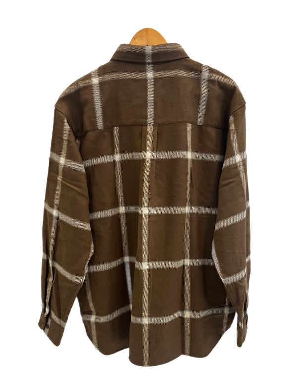 ラディアル RADIALL CAMINO B.D. COLLARED SHIRT L/S フランネルシャツ ボタンダウンシャツ 茶×白 チェック柄 RAD-21AW-SH002 長袖シャツ ブラウン Lサイズ 101MT-5146