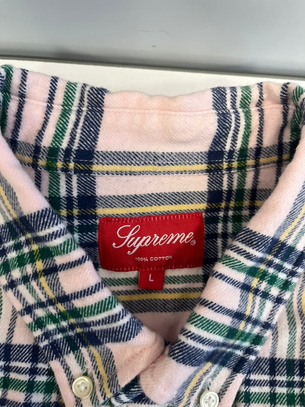 シュプリーム SUPREME tartan flannel shirt タータン フランネルシャツ ネルシャツ ペールピンク チェックシャツ 長袖シャツ ピンク Lサイズ 101MT-5214