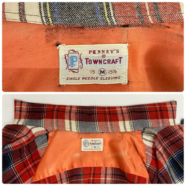 【曜日割引対象外】 ヴィンテージ vintage 60's Penneys Towncraft タウンクラフト Wool Shirt 長袖シャツ レッド Mサイズ 201MT-4368 VB