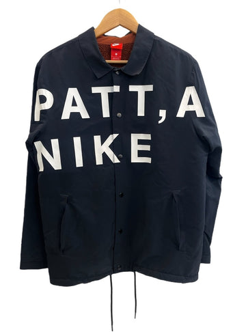 ナイキ NIKE ×PATTA パタ Coach Jacket コーチジャケット 裏ボア ロゴプリント 紺 AH6488-476 ジャケット ネイビー Sサイズ 101MT-4383