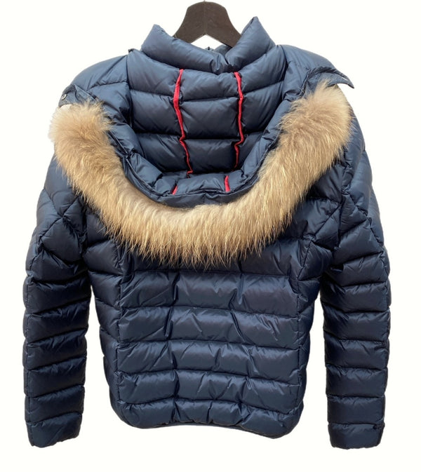 ジョット JOTT DOWN JACKET ダウン ジャケット フード ファー FUR NAVY 紺 ジャケット ワンポイント ネイビー Mサイズ 104LT-31