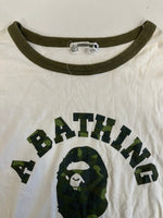 ア ベイシング エイプ A BATHING APE 90s 90's 初期 1st CAMO カモフラ柄 リンガーロンT 裏原 ヴィンテージ XL ロンT ホワイト 101MT-5252