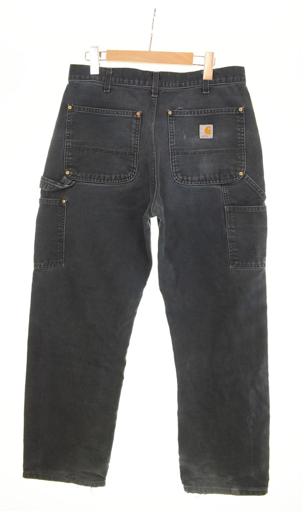カーハート carhartt USA製 ダブルニー ペインターパンツ 32×30  黒 デニム ブラック 32 103MB-417