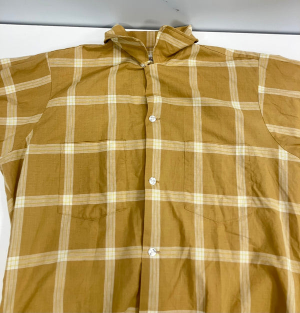 ヴィンテージ vintage 60’s~ 60年代~ Arrow King Cotton オープンカラーシャツ 開襟 ループカラー チェック ボックス 半袖シャツ ブラウン Mサイズ 101MT-4899