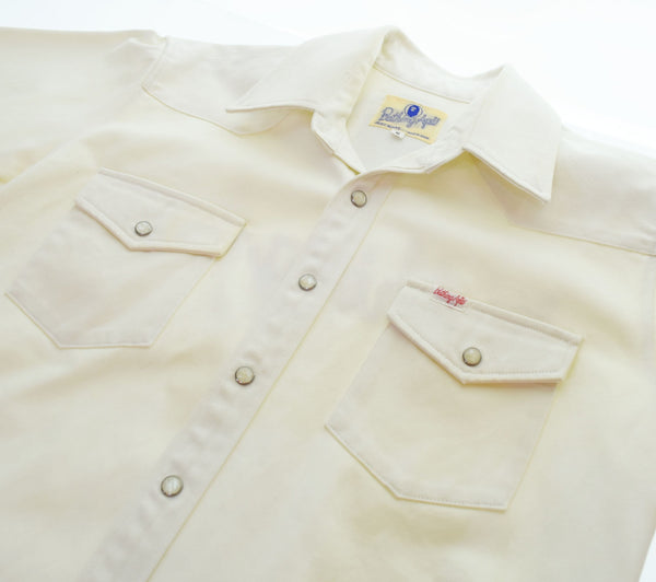 アベイシングエイプ A BATHING APE  初期 刺繍ロゴ ウエスタン デニムシャツ 白 長袖シャツ ホワイト Sサイズ 103MT-2252